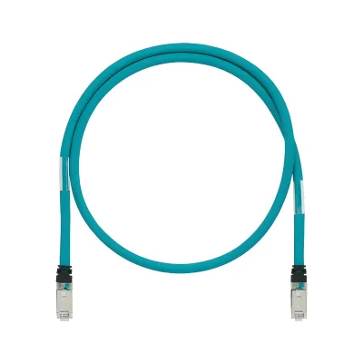 Patch Cord Cat6A de Grado Industrial 600V, Blindado SF/UTP, Calibre 26 AWG, Color Aqua, 1 Metro (3.28 Pies)