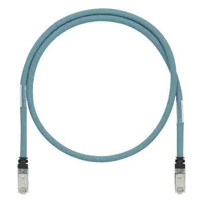 Patch Cord Cat6A de Grado Industrial 600V, Blindado SF/UTP, Calibre 26 AWG, Color Aqua, 2 Metros (6.56 Pies)