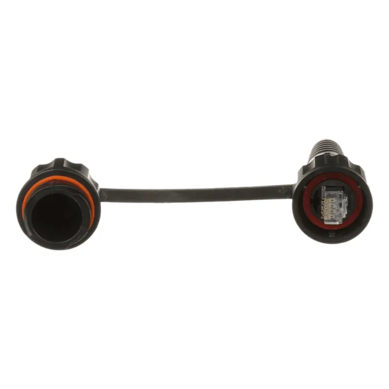 Conector Plug RJ45 de Uso Industrial Blindado, Categoría 5e, 24AWG, con Tapa Protectora, Protección IP67