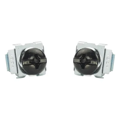 Kit de 100 Tornillos y 100 Tuercas Enjauladas #12-24, Para Uso en Gabinetes o Racks con Rieles con Orificios Cuadrado