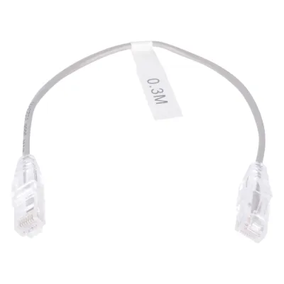 Cable de Parcheo Slim UTP Cat6 - 30 cm (11.81 Pulgadas) Gris Diámetro Reducido (28 AWG)
