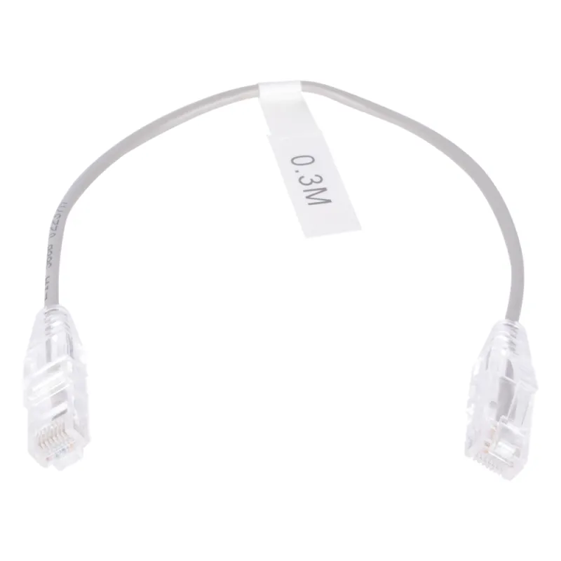 Cable de Parcheo Slim UTP Cat6 - 30 cm (11.81 Pulgadas) Gris Diámetro Reducido (28 AWG)