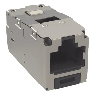 Conector Jack RJ45 Blindado, Estilo TG, Mini-Com, Categoría 6, de 8 Posiciones y 8 Cables, Color Negro