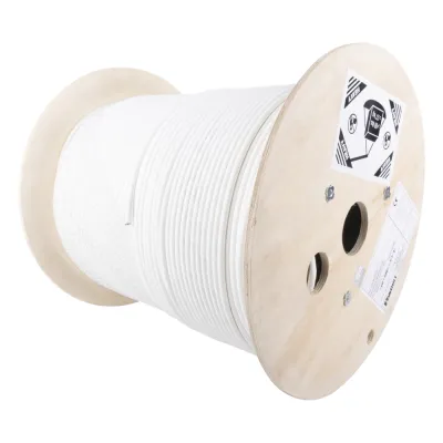 Bobina de Cable Blindado S/FTP de 4 Pares, Cat7, Inmune a Ruido e Interferencias, LSZH (Bajo Humo, Cero Halógenos), Color Blanco, Bobina de 500 Metros (1640 Pies)
