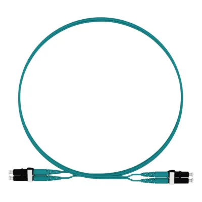 Jumper de Fibra Optica Multimodo 50/125 OM4, LC-LC Duplex, LSZH, Color Aqua, 2 Metros (6.56 Pies)