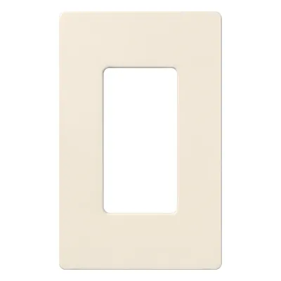 Placa de pared sin tornillos de 1 espacio, acabado satinado color Biscuit, para atenuadores y apagadores con abertura tipo designer de Lutron