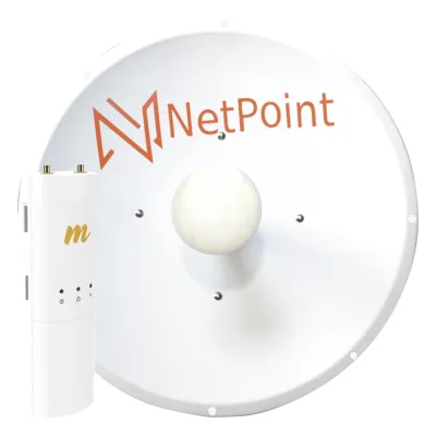 Kit de radio C5C con antena NP1-GEN2 de 30 dBi , Frecuencia (4.9-6.2 GHz), incluye jumper, PoE y cable de alimentación, ideal para distancias de hasta 30km