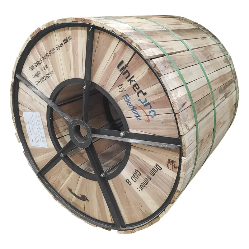 Carrete de 4 km de Fibra Óptica Aérea Figura 8 G.652D, Monomodo de 24 Hilos, Exterior, Span 100, Loose Tube