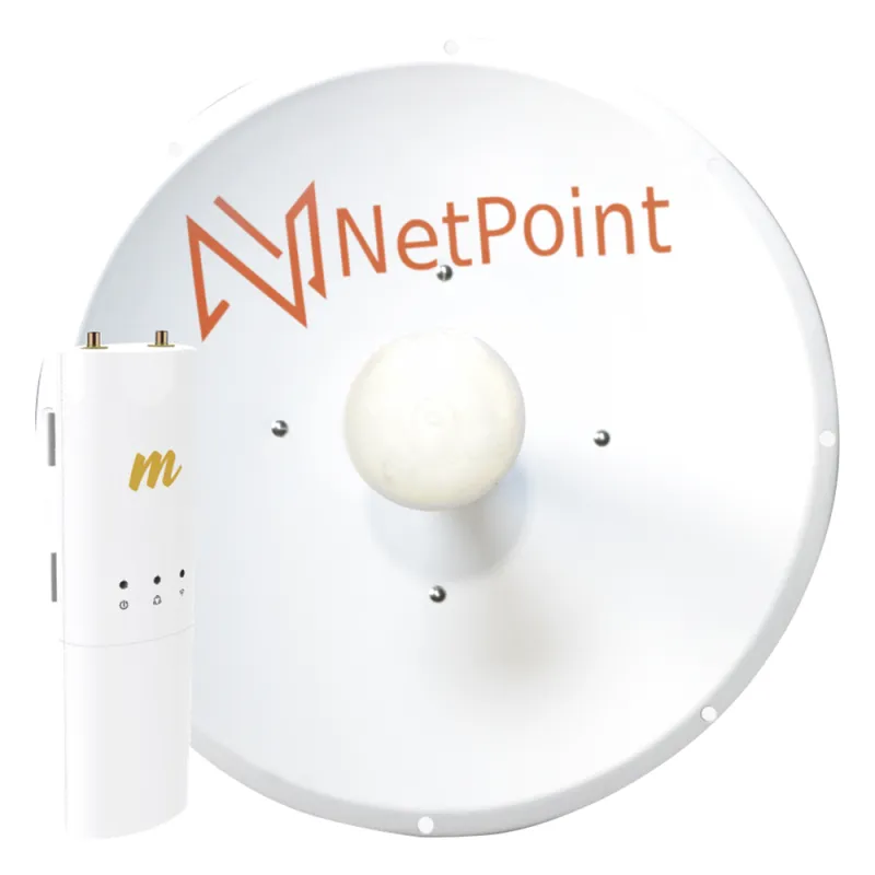 Kit de radio C5C con Antena NP2 de 34 dBi, Frecuencia (4.9-6.2 GHz), ideal para distancia de hasta 50 km, jumpers, PoE y cable de alimentación Incluidos