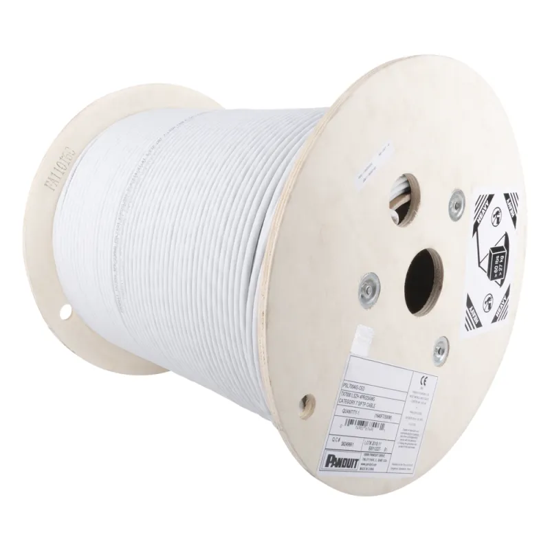 Bobina de Cable Blindado S/FTP de 4 Pares, Cat7, Inmune a Ruido e Interferencias, LSZH (Bajo Humo, Cero Halógenos), Color Gris, Bobina de 500 Metros (1640 Pies)