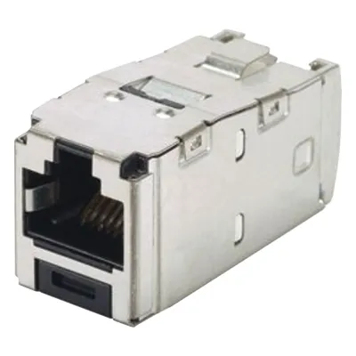 Conector Jack RJ45 Blindado, Estilo TG, Mini-Com, Categoría 6A, de 8 Posiciones y 8 Cables, Color Negro