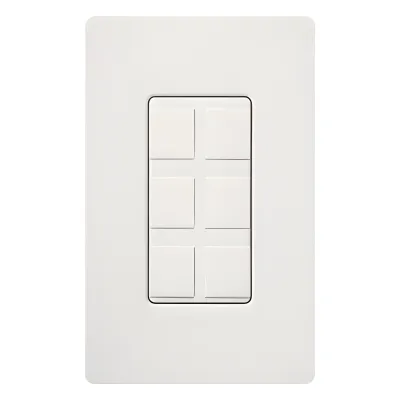 Marco de 6 puertos personalizable para conectores de red, fibra óptica, coaxial y telefonía, inserción a presión, color Snow satinado, serie Satin Colors