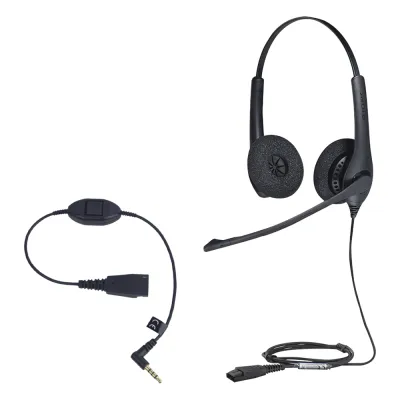 KIT, Diadema con cancelación de ruido, con accesorio para conexiones 3.5mm Incluye modelos BIZ-1500-DUO-QD y MOBILE-QD-35MM-Sï»¿