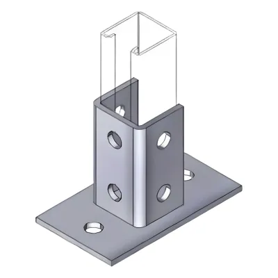 Base Cuadrada con 4 Perforaciones para Perfil Sencillo.