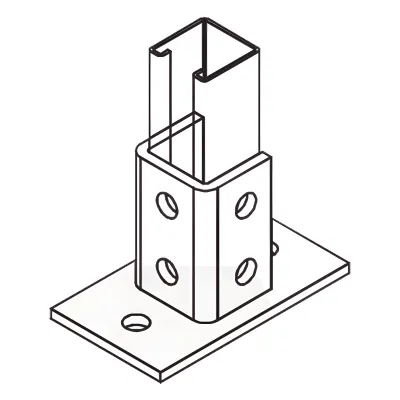 Base Rectangular con 2 perforaciones para Perfil Sencillo.