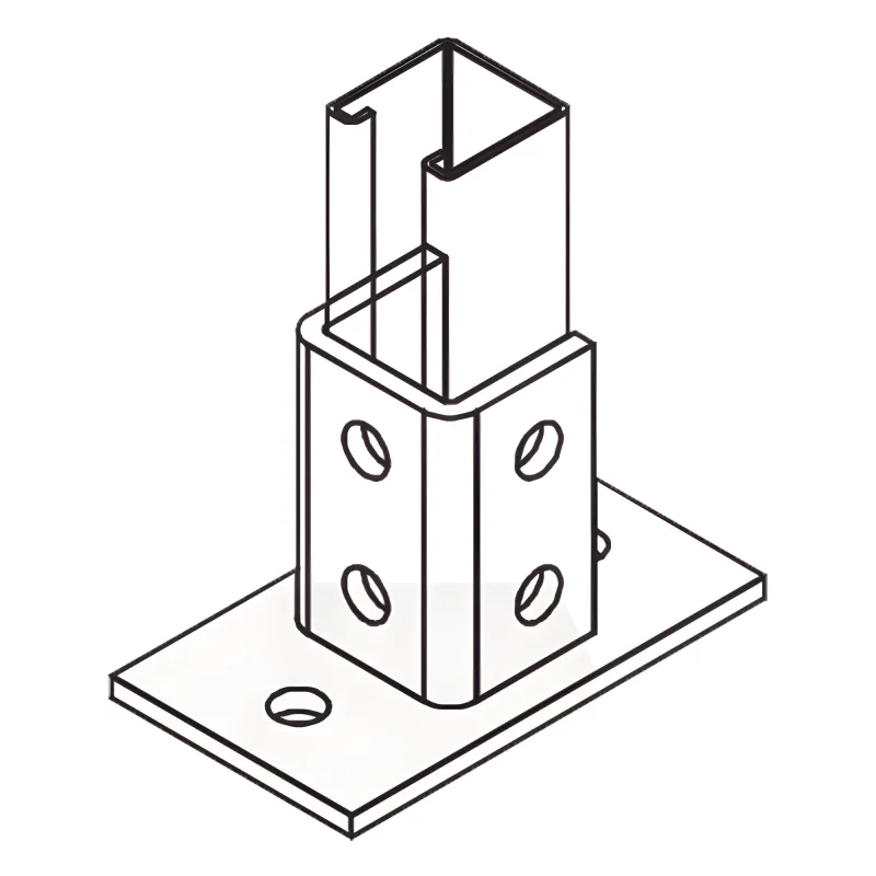 Base Rectangular con 2 perforaciones para Perfil Sencillo.