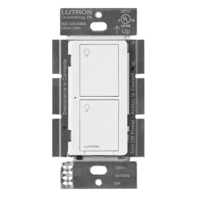 Interruptor on/off inalámbrico de pared para iluminación y ventiladores, 120 V, requiere neutro, control con Pico o desde la app con Smart Bridge, Caseta Wireless