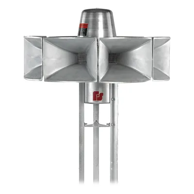 Sirena Electromecánica Eclipse8 / Omnidireccional 360° / 115 dBc a 30.5 m (100 ft) / 3 Señales de Alerta / Alimentación DC 46V / 255 lb (116 kg) / Aluminio 100%