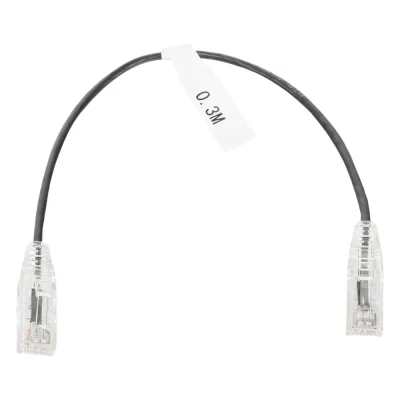 Cable de Parcheo Slim UTP Cat6 - 30 cm (11.81 Pulgadas) Negro Diámetro Reducido (28 AWG)