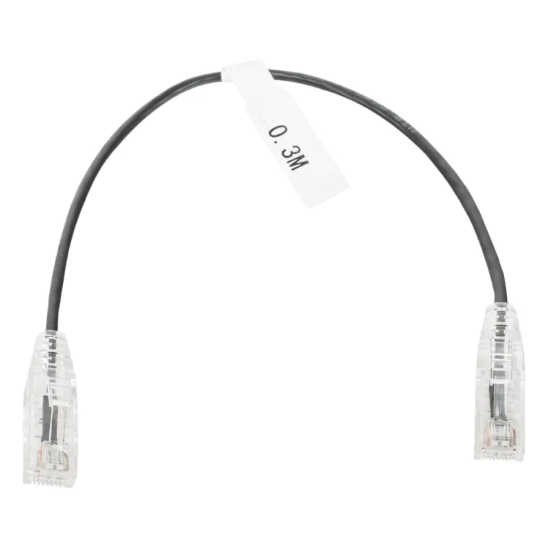 Cable de Parcheo Slim UTP Cat6 - 30 cm (11.81 Pulgadas) Negro Diámetro Reducido (28 AWG)