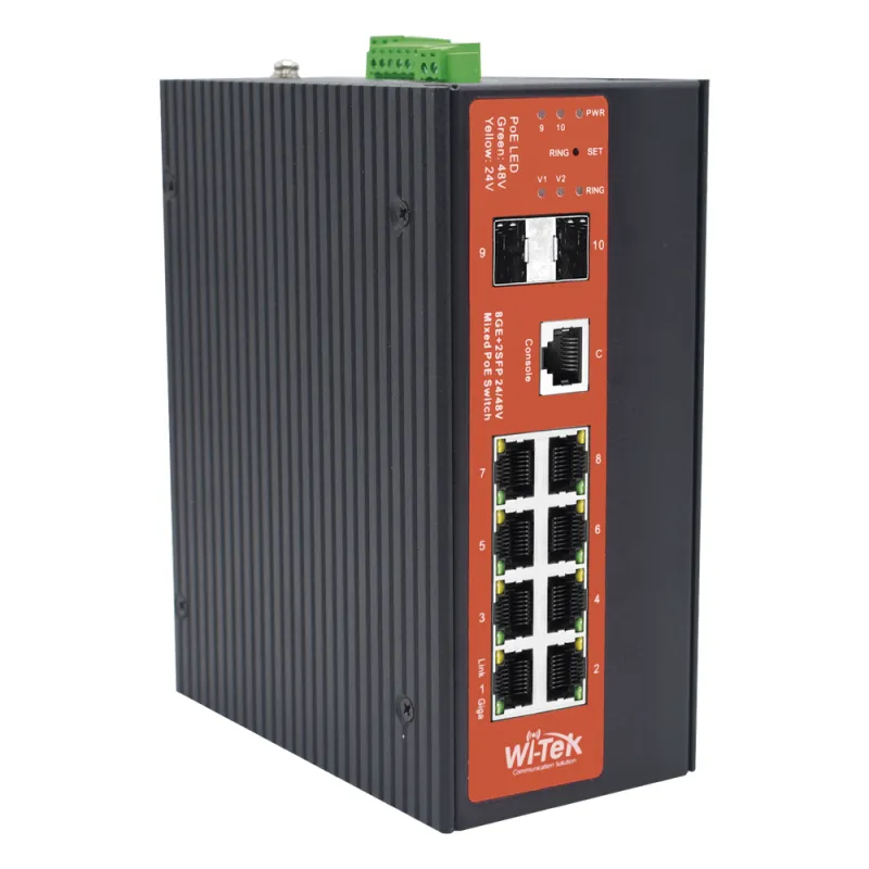 Switch Industrial Administrable Gigabit con 2 Puertos PoE bt + 6 Puertos PoE af/at o 24 V Pasivo + 2 SFP Gigabit, 240 W