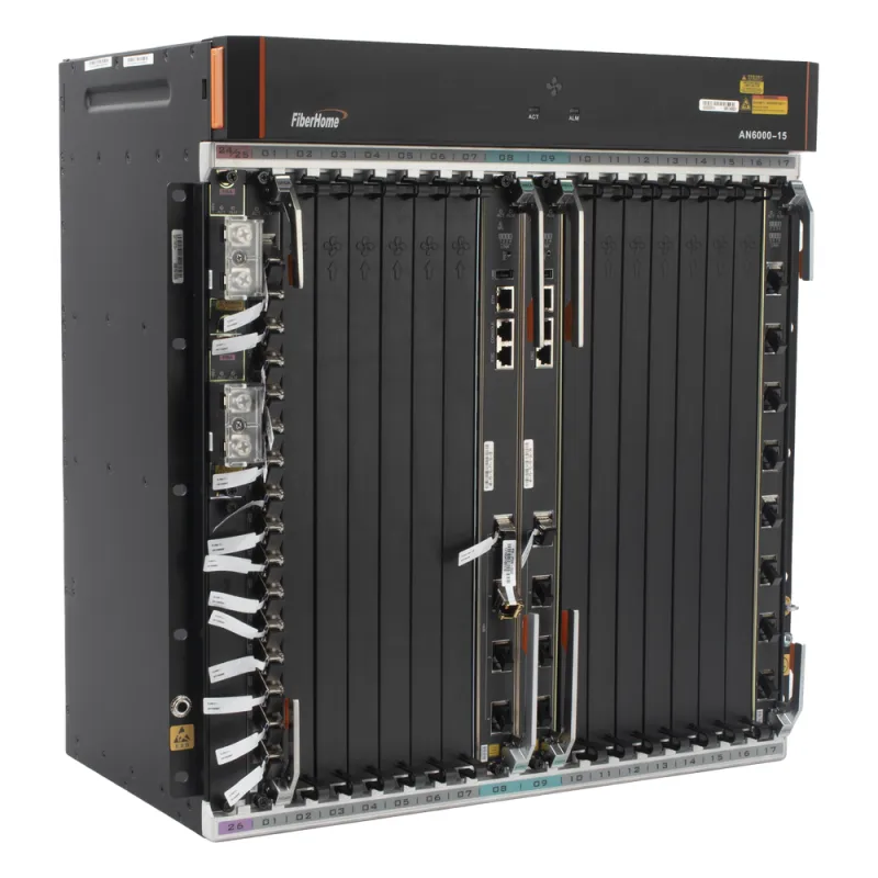 OLT Carrier Class Modular GPON, 14 Ranuras de Servicio, Incluye 1 Tarjeta de Servicio, Doble fuente -48Vcc, 11 UR, Gestión por UNM2000, CLI, Incluye Instalación de software UNM2000, (Interoperabilidad con ONUs de Terceros sin Costo)