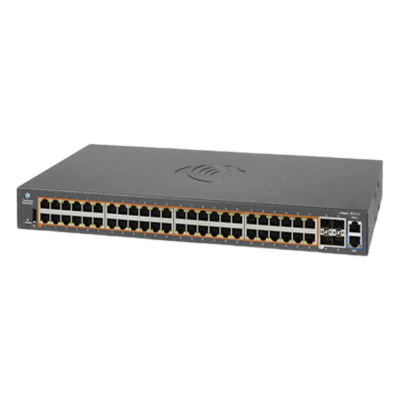 Switch Gestionable Capa 2+ / 176 Gbps Throughput / 48 Puertos Gigabit PoE+ / 4 SFP+ 10 Gbps Uplink / Política de Automatización / cnMaestro On-Premises / 5 Años Garantía