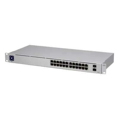 UniFi Switch USW-24, Capa 2 de 24 puertos 10/100/1000 Mbps + 2 puertos 1G SFP, pantalla informativa