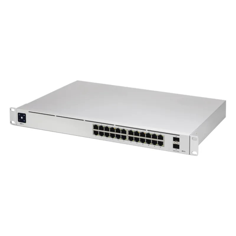 UniFi Switch USW-Pro-24, Capa 3 de 24 puertos Gigabit RJ-45 + 2 puertos 1/10G SFP+, pantalla informativa
