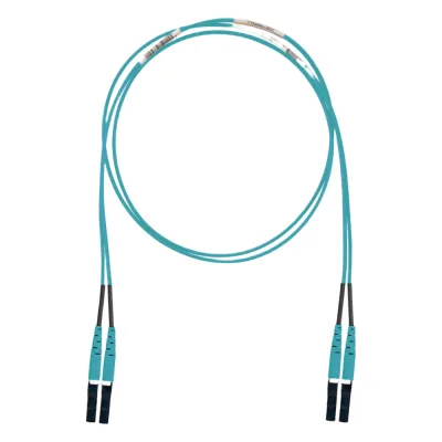 Jumper de Fibra Óptica Multimodo 50/125 OM3, LC-LC Duplex, LSZH (Cero Halógenos), Color Aqua, 5 Metros (16.40 Pies)