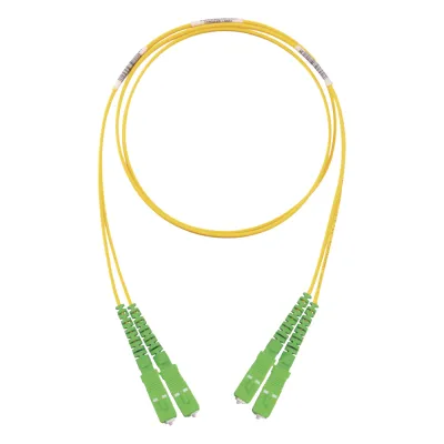Jumper de Fibra Optica Monomodo 9/125 OS2, SC/APC-SC/APC Duplex, OFNR (Riser), Color Amarillo, 2 Metros (6.56 Pies)