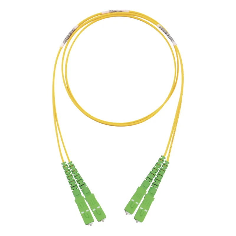 Jumper de Fibra Optica Monomodo 9/125 OS2, SC/APC-SC/APC Duplex, OFNR (Riser), Color Amarillo, 2 Metros (6.56 Pies)