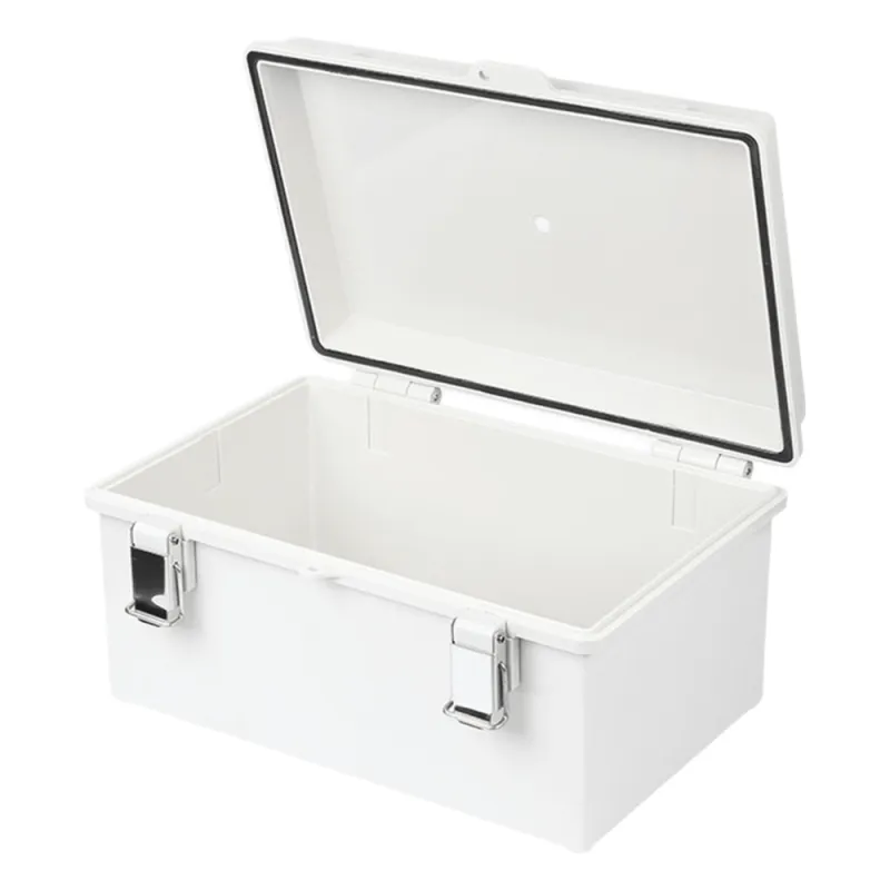 Gabinete de Plástico ABS, Uso en Intemperie IP66 (190 x 290 x 140 mm) cierre por broche Inoxidable y Permite Cerrado con Candado y Llave (Perno 5mm) No Incluido