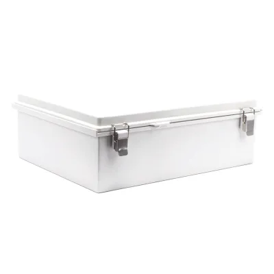 Gabinete de Plástico ABS, Uso en Intemperie IP66 (350 x 460 x 160 mm) Cierre por Broche Inoxidable y Permite Cerrado con Candado y Llave (Perno 5mm) No Incluido