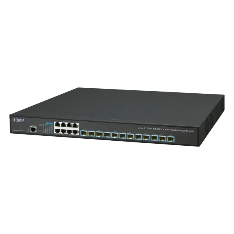Switch Administrable Capa 3, 12 Puertos SFP de 10G, 8 Puertos 10/100/1000T, Con Alimentación Redundante (2 Fuentes de Alimentación AC).