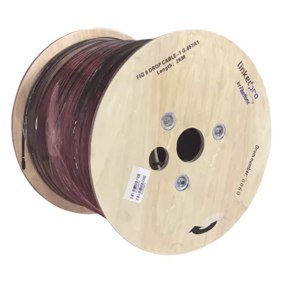Carrete de 2 Kilómetros (6561.68 Pies) de Fibra Óptica Aérea Mini Figura 8 G.657A1 Tipo Drop, Monomodo de 1 Hilo (Unifibra), Color Negro, Span 80
