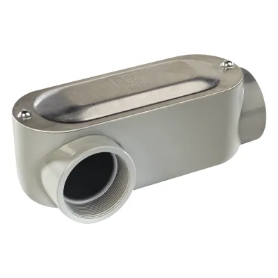 Caja oval roscada tipo LR de 2 1/2" larga (63.5 mm) Incluye tapa y tornillos.