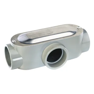 Caja oval roscada tipo T de 2 1/2" s (63.5 mm) incluye tapa y tornillos.