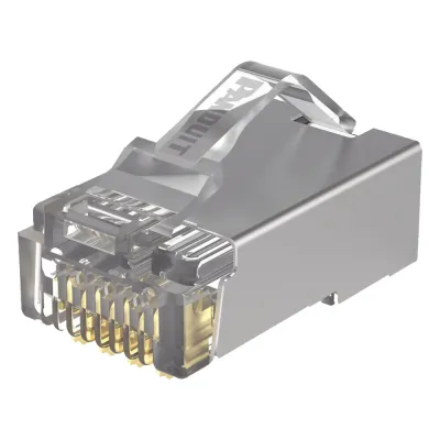 Plug RJ45 Cat5e Blindado, Para Cable UTP de Calibres 24-26 AWG, Chapado en Oro de 50 Micras, Paquete de 100 Piezas