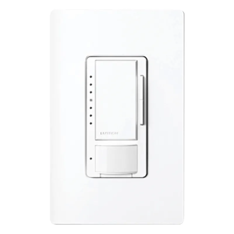 Atenuador de pared Maestro con sensor de ocupación y vacancia PIR, 600 W incandescente o 150 W LED y CFL regulables, 120 V, sin cable neutro, unipolar o multilocalización
