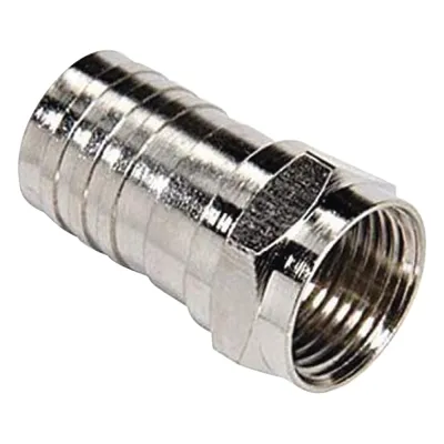 Conector F Macho, Plegable de Doble Blindaje para cable RG-6, Cuerpo de Bronce Niquelado.