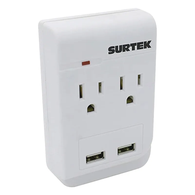 Multicontacto de ABS con 2 contactos aterrizados y 2 puertos USB.