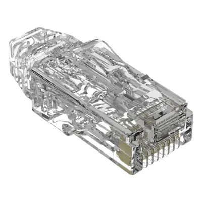 Plug RJ45 Cat6/6A, Para Cable UTP de Calibre 28 AWG (Diámetro Reducido), Chapado en Oro de 50 Micras, Paquete de 100 Piezas