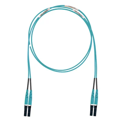Jumper de Fibra Optica Multimodo 50/125 OM3, LC-LC Duplex, LSZH (Cero Halógenos), Color Aqua, 1 Metro (3.28 Pies)