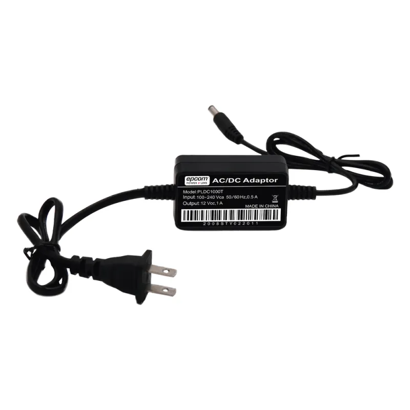 Adaptador de Pared de 12Vcc @ 1 A con cable y clavija Nema 1-15 / 0.5 metros a la toma de alimentación / 0.5 metros a la conexión del dispositivo