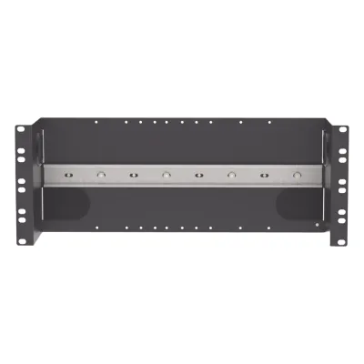 Soporte Industrial Para Instalar Equipos de Montaje en Riel DIN, Para Racks o Gabinetes Estándar de 19in, de 4UR, Color Negro