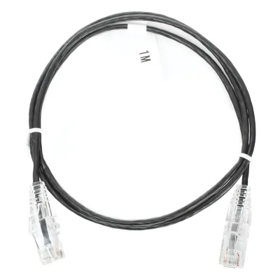 Cable de Parcheo Slim UTP Cat6 - 1 Metro (3.28 Pies), Negro, Diámetro Reducido (28 AWG)