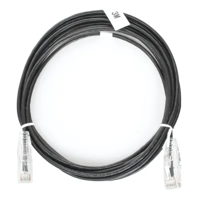 Cable de Parcheo Slim UTP Cat6 - 3 Metros (9.84 Pies) Negro Diámetro Reducido (28 AWG)