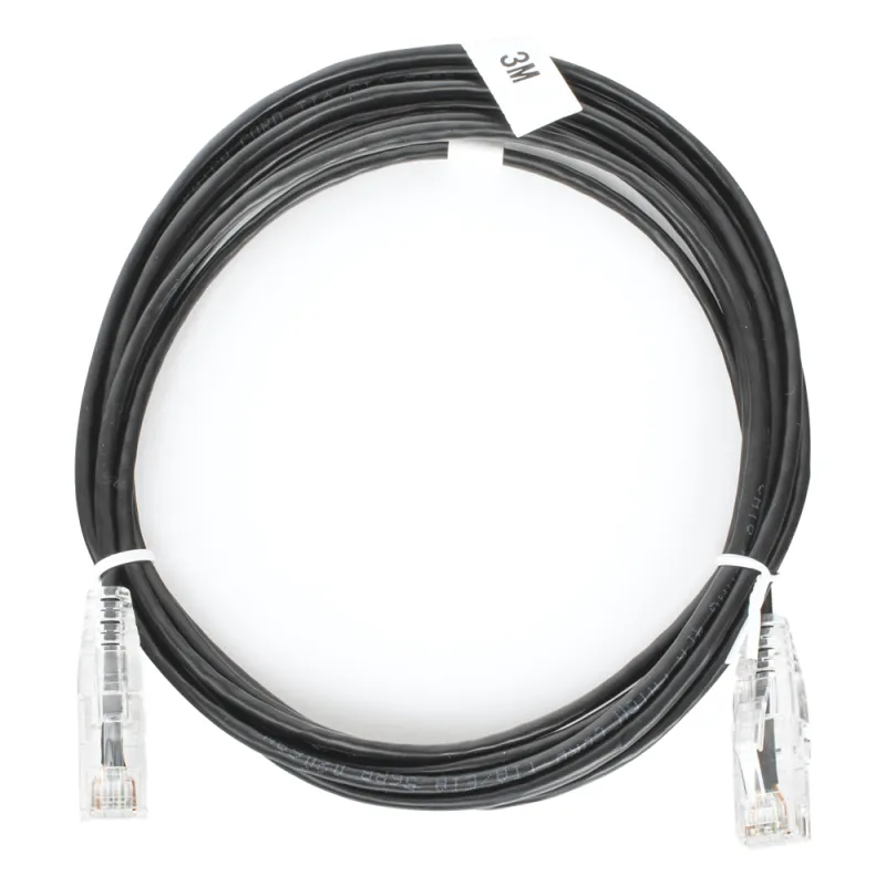 Cable de Parcheo Slim UTP Cat6 - 3 Metros (9.84 Pies) Negro Diámetro Reducido (28 AWG)