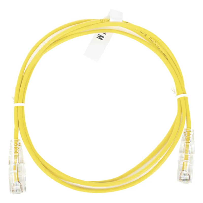 Cable de Parcheo Slim UTP Cat6 - 1 Metro (3.28 Pies), Amarillo, Diámetro Reducido (28 AWG)